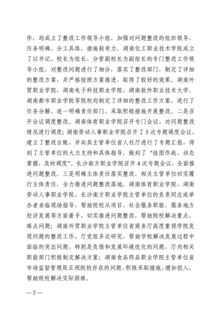 湘政教督办 2021  17号  关于全省高等职业院校评估发现主要问题整改抽查情况的通报1025_01